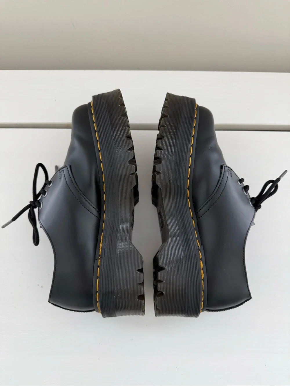 Dr. Martens 1461 Quad Smooth Leather Platform Shoes Black Women’s US 7 EU 38